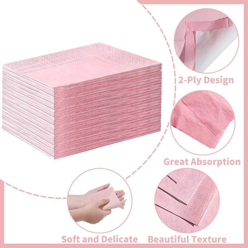 NatNarr 60 Pcs Pink Napkins, Valentines Napkins Disposable Hand Towels for Bathroom Light Pink Guest Dinner Napkin for Wedding, Baby Shower, Bathroom, Kitchen - Image 3