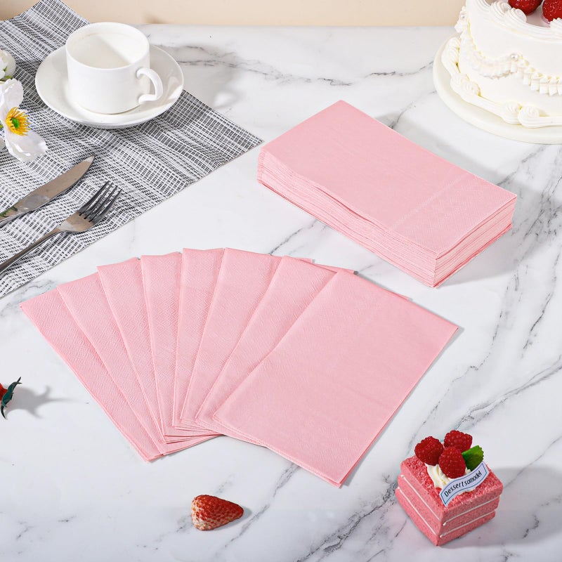 NatNarr 60 Pcs Pink Napkins, Valentines Napkins Disposable Hand Towels for Bathroom Light Pink Guest Dinner Napkin for Wedding, Baby Shower, Bathroom, Kitchen - Image 4