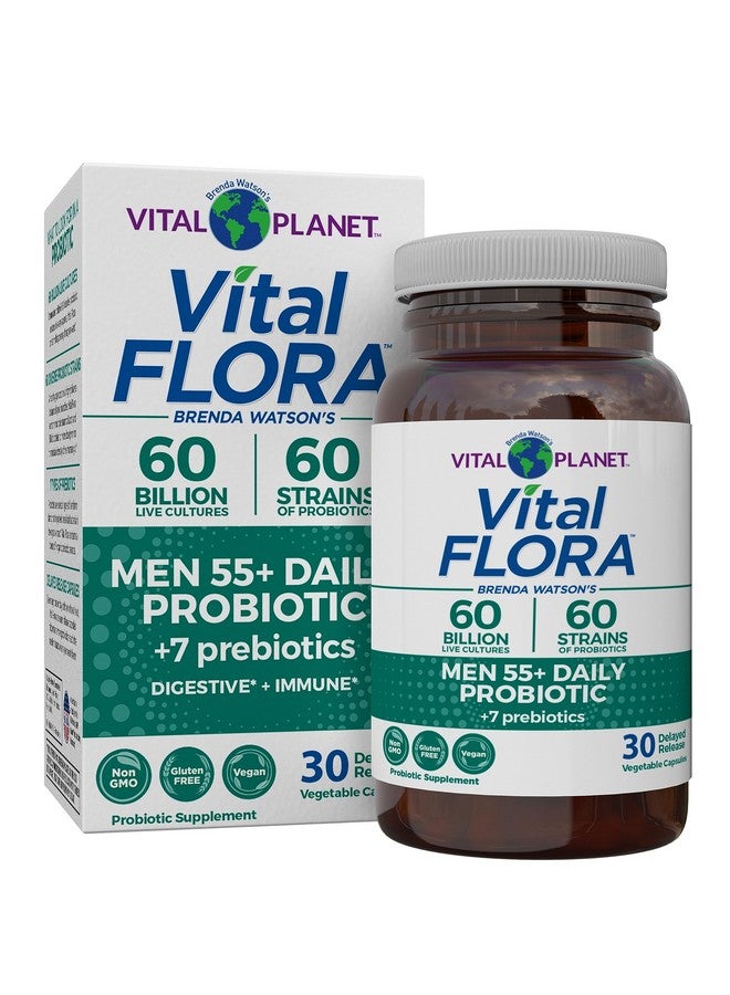 Vital Planet - Vital Flora Men 55+ Daily Probiotic, 60 Billion CFU, 60 Diverse Strains, 7 Organic Prebiotics, Immune Support, Gas Relief, Colon and Digestive Health Probiotics for Men 30 Capsules - Image 1