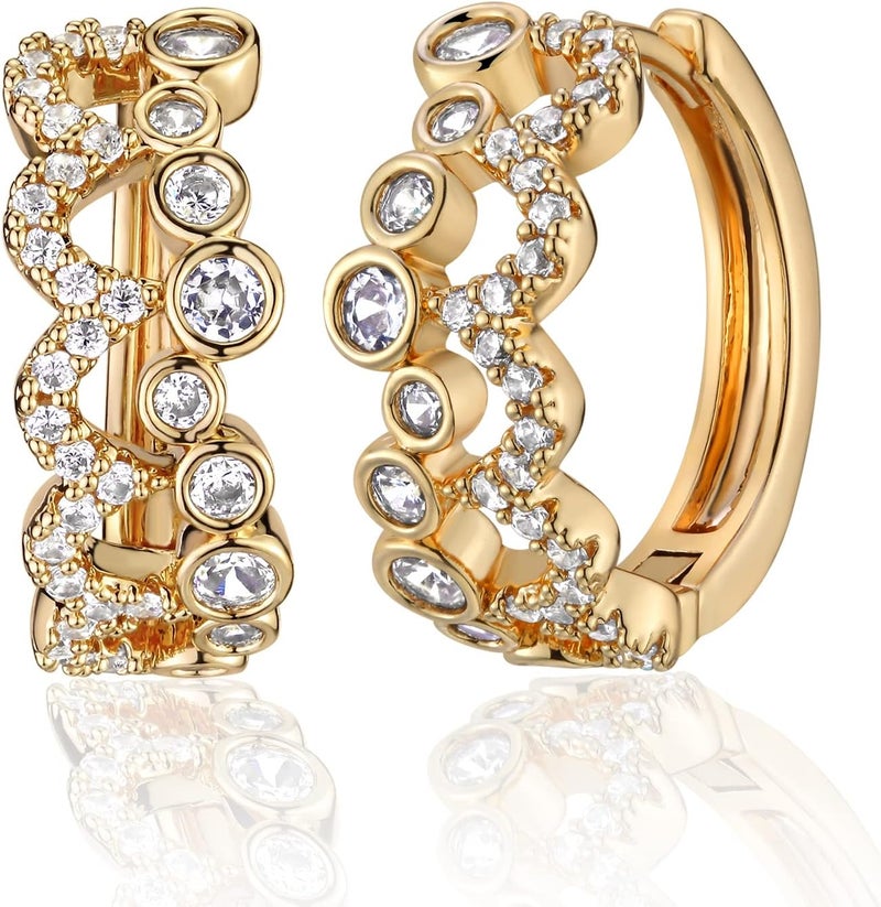VACRONA Cubic Zirconia Huggie Earrings 14k Gold Plated Tiny Earrings Small Huggie Hoop Earrings Simple Lightweight Hoops Gift for Women - Image 1