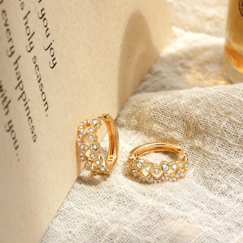 VACRONA Cubic Zirconia Huggie Earrings 14k Gold Plated Tiny Earrings Small Huggie Hoop Earrings Simple Lightweight Hoops Gift for Women - Image 5