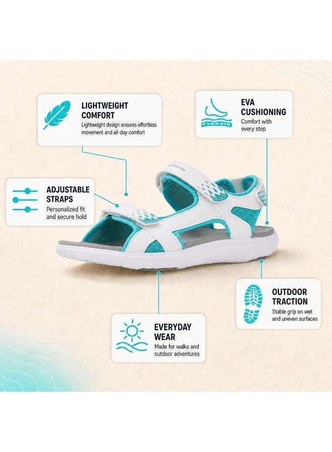 Outventure Women's Sandals – White Lightweight Outdoor Sandals with EVA Cushioning and Aqua Grip Sole - Image 2