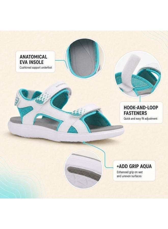 Outventure Women's Sandals – White Lightweight Outdoor Sandals with EVA Cushioning and Aqua Grip Sole - Image 3