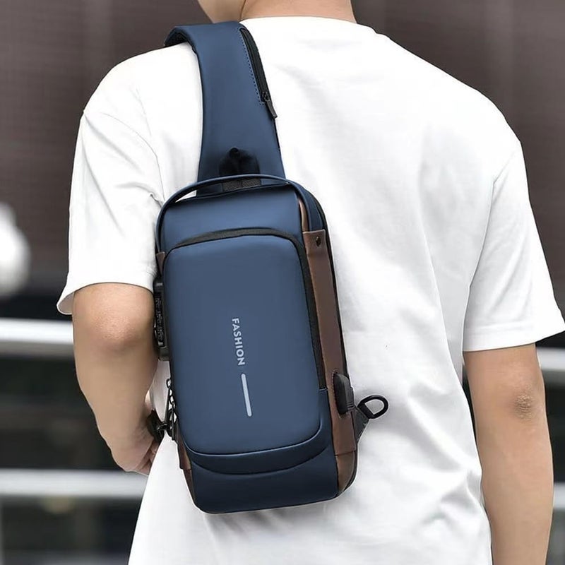 Bluwings Small Cross Body Sling Bag Chest Backpack for Men Waterproof Casual Shoulder Bag with Usb Charging Port and Anti-Theft Lock for Daily Work Travel Bag for Male Female (1 Pc) - Image 2