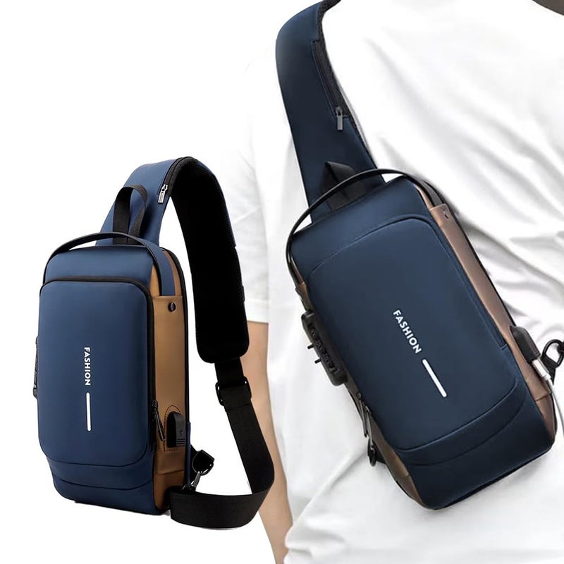 Bluwings Small Cross Body Sling Bag Chest Backpack for Men Waterproof Casual Shoulder Bag with Usb Charging Port and Anti-Theft Lock for Daily Work Travel Bag for Male Female (1 Pc) - Image 3