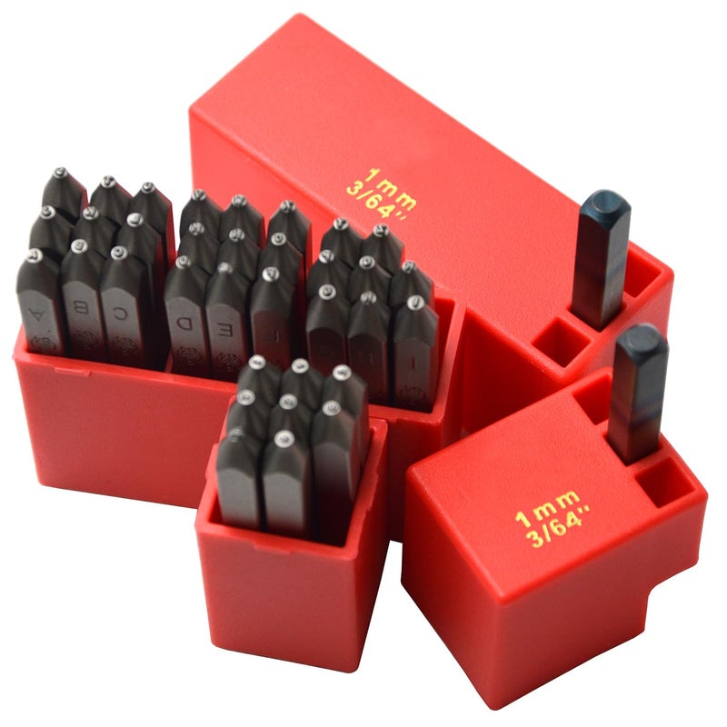 WKSTOOL Wokesi 3641mm High Hardness Carbon Steel Uppercase Number and Letter Ball Pein Hammer Hand Punch Metal Stamp Set for Mold Jewel Making Die 1mm NumberLetter 