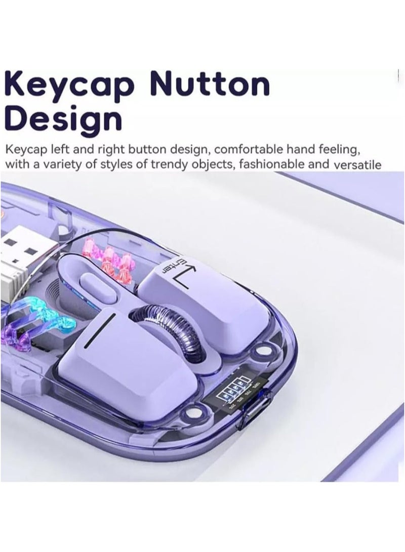 Transparent Wireless Dual-Mode RGB Bluetooth Mouse Ergonomic Universal Hots Adjustable to 1600dpi / FV-T7 purple - Image 3