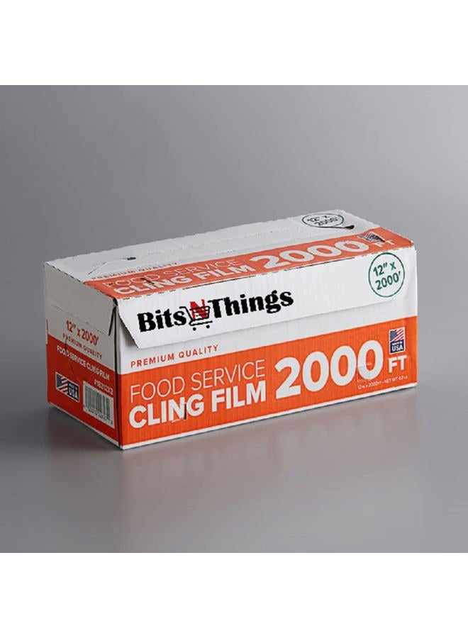 Bits N Things 12'' x 2000' Wrapping Foodservice Film with Serrated Cutter - Image 1