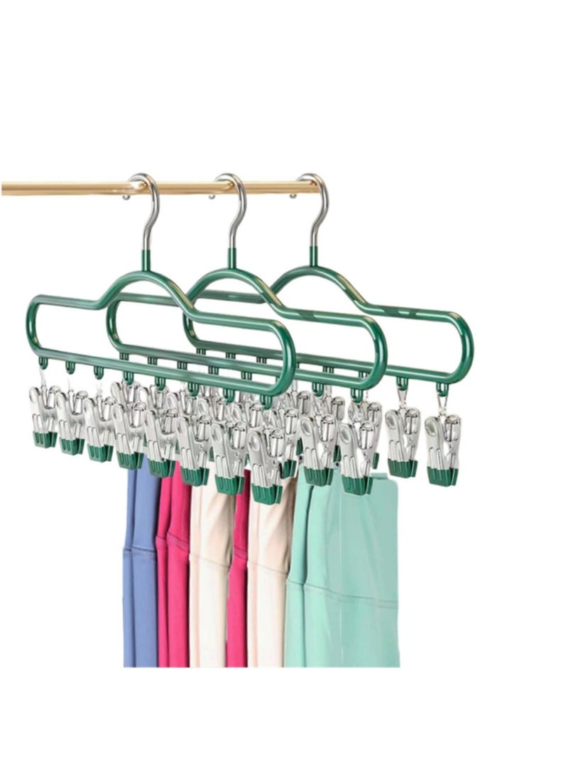 Mmmon 3 Pack Hangers with 8 Clips, Space Saving Hangers, Non-Slip Trousers Hanger for Shorts, Skirts, Jeans, Hats, Pants, Socks (15.8 inch)  - Image 1