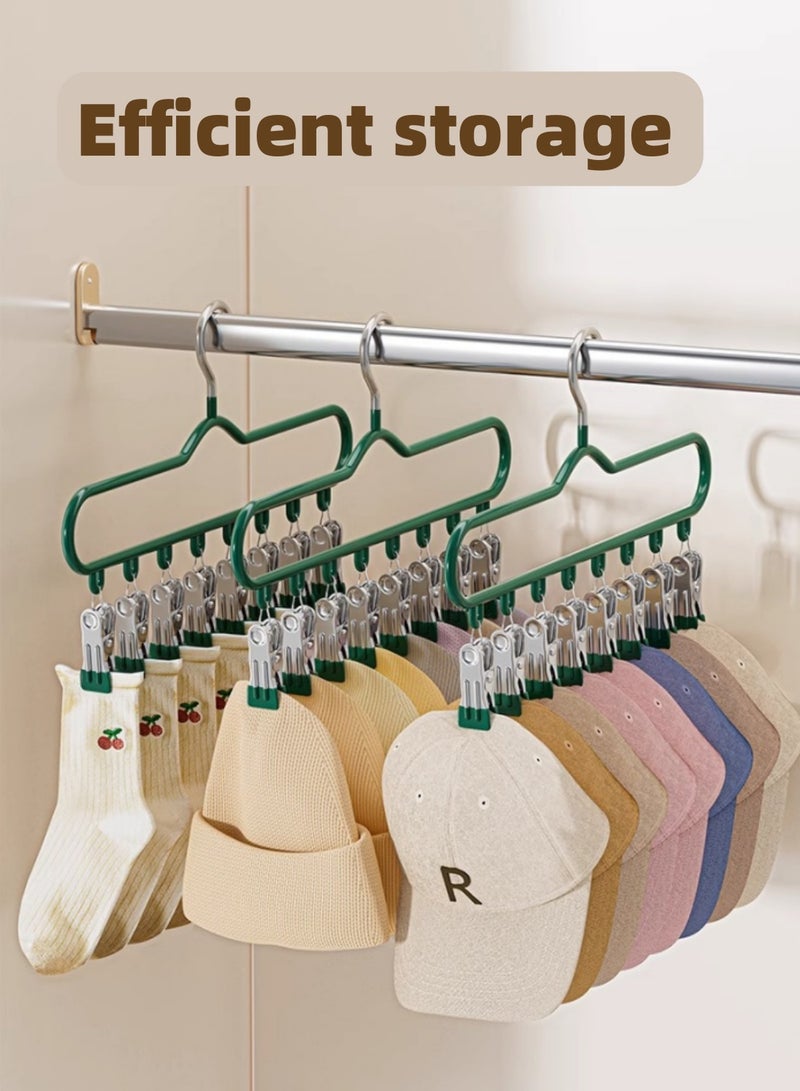 Mmmon 3 Pack Hangers with 8 Clips, Space Saving Hangers, Non-Slip Trousers Hanger for Shorts, Skirts, Jeans, Hats, Pants, Socks (15.8 inch)  - Image 4