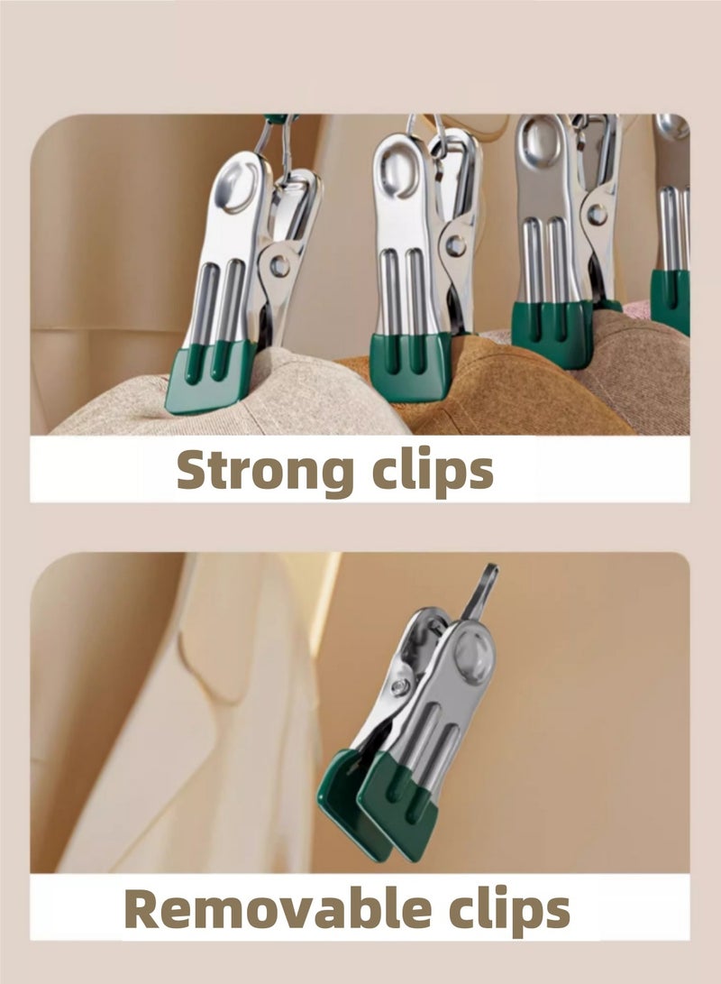 Mmmon 3 Pack Hangers with 8 Clips, Space Saving Hangers, Non-Slip Trousers Hanger for Shorts, Skirts, Jeans, Hats, Pants, Socks (15.8 inch)  - Image 3