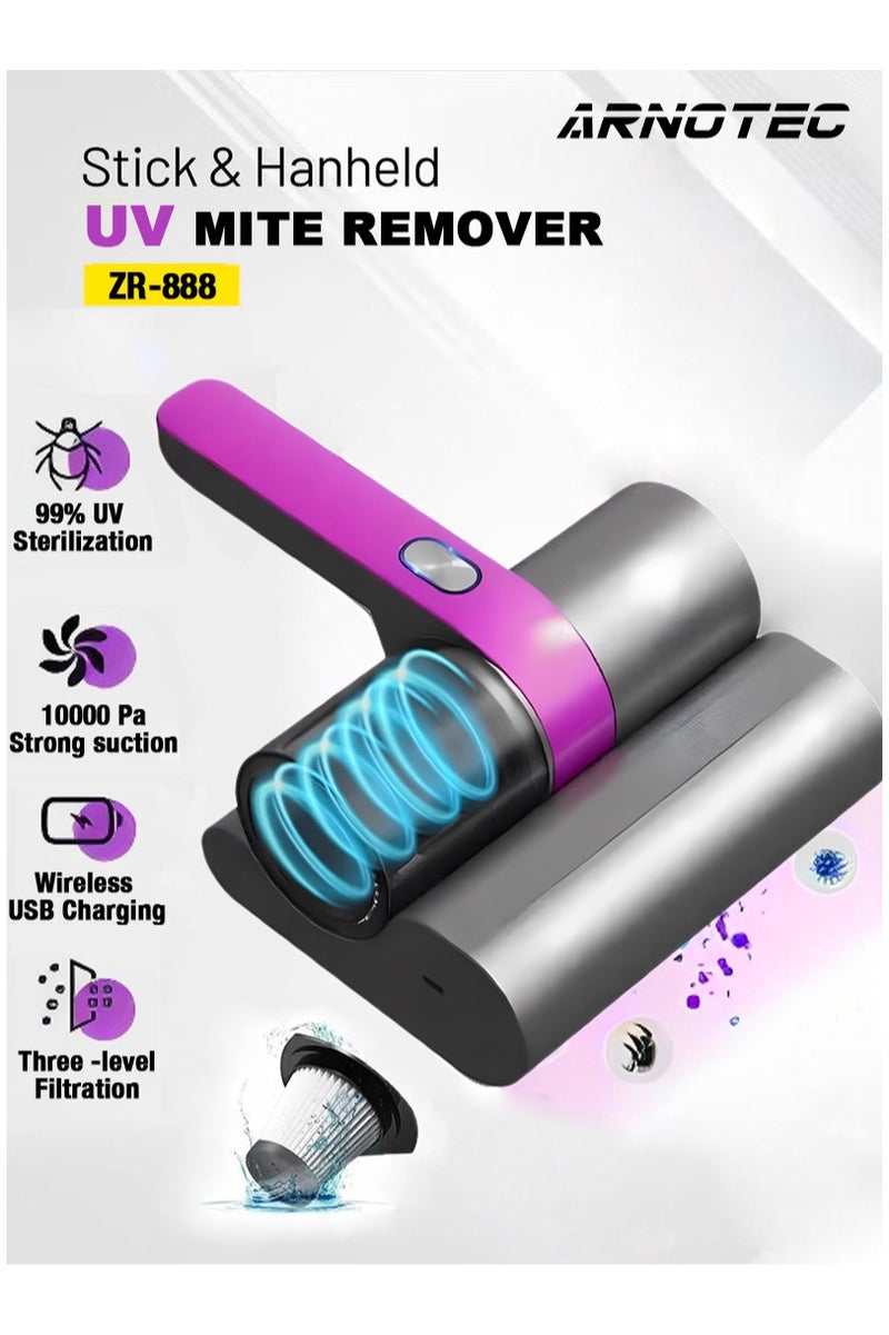 ARNOTEC Portable vacuum cleaner 10000Pa high-pressure vacuum suction wireless dust collector mattress bed sheet sofa hair Dust suction mite remover with ultraviolet automatic beating function home - Image 1