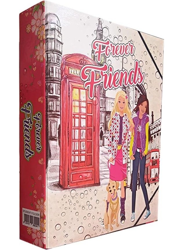 Artlantis - Elastic Folder 1 Piece Drawstring Folder with Girl Figure 32 x 24 x 6 cm School Student Folder Elastic Bag Drawstring File - Image 1