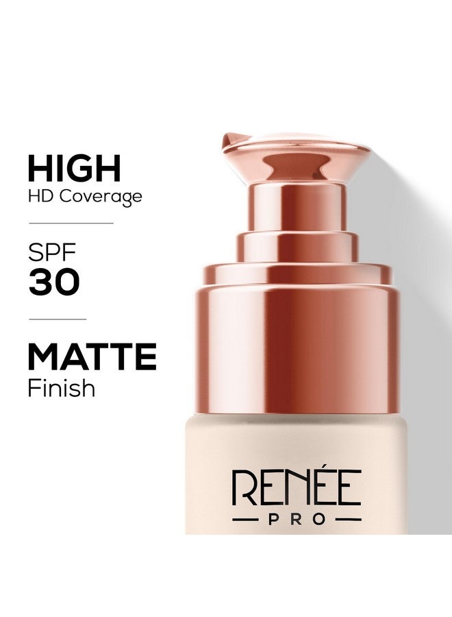 RENEE Pro Hd Foundation For All Skin Types - Pine,Seamless Hd Full Coverage With Matte Finish|Highly Blendable Formula With Spf30 |Enriched With Aloe,Coffee,Chamomile&Vitamin E Lotion,30 Ml - Image 3