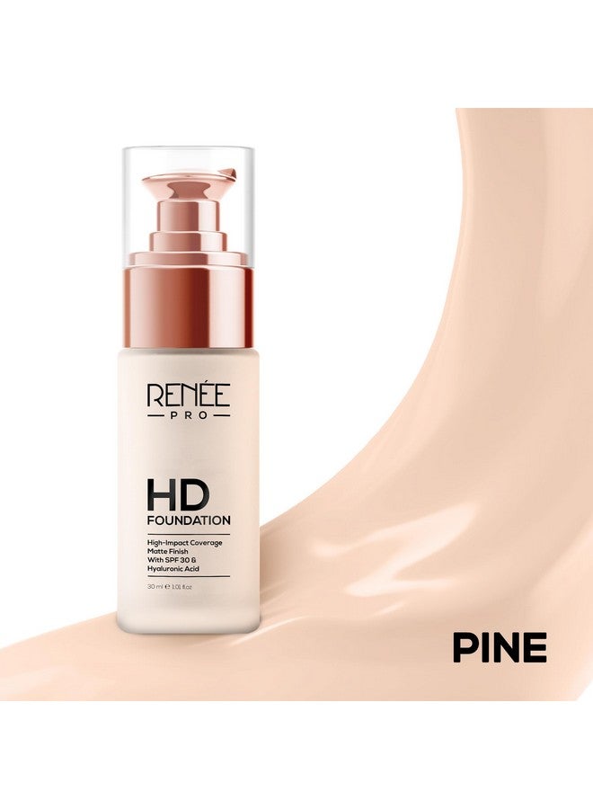 RENEE Pro Hd Foundation For All Skin Types - Pine,Seamless Hd Full Coverage With Matte Finish|Highly Blendable Formula With Spf30 |Enriched With Aloe,Coffee,Chamomile&Vitamin E Lotion,30 Ml - Image 4