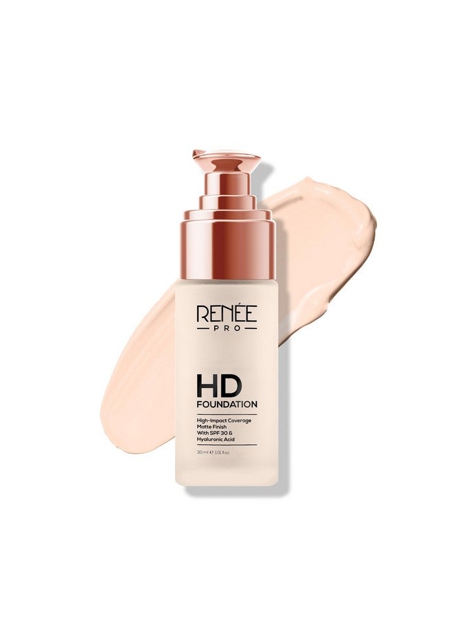 RENEE Pro Hd Foundation For All Skin Types - Pine,Seamless Hd Full Coverage With Matte Finish|Highly Blendable Formula With Spf30 |Enriched With Aloe,Coffee,Chamomile&Vitamin E Lotion,30 Ml - Image 2