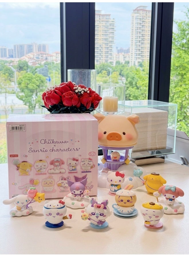 MINISO x Chiikawa x Sanrio Characters Crossover Collection Collectible Figure Blind Box, Full Display Set of 9 Sealed Mystery Boxes, Character Collectible for Display and Gifting - Image 1