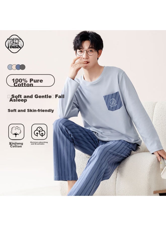 Yimian Men's Pajamas, 100% Pure Cotton, Summer New Style, All-cotton Short-sleeve Shorts, Comfortable Loose-fitting, Suitable For Outdoor Wear, Home Loungewear Set - Image 1