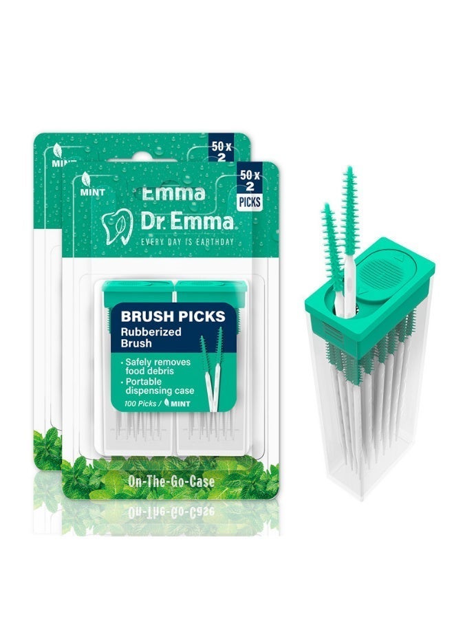 Dr.Emma 200-Piece Interdental Tooth Flossing Head Oral Dental Hygiene Brush, Dental Floss Toothpick Braces Brush Tooth Cleaning Tool Care Tool - Image 1