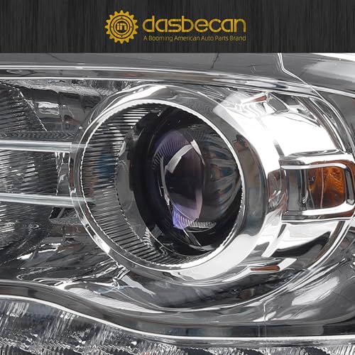 Dasbecan OE Projector Halogen Headlights w/LED Signal DRL Compatible With Dodge Ram 1500 2500 3500 2013-2018 Left Driver Side Headlamp assembly Chrome Trim w/Bulbs Replaces#68324941AD CH2502290 - Image 3
