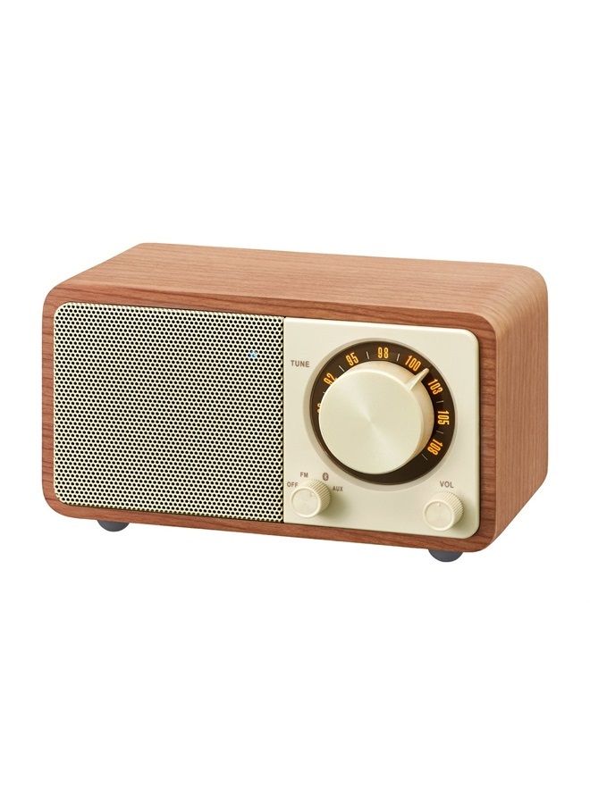 SANGEAN مكبر صوت بلوتوث مصغر WR-7WL مع راديو FM ومدخل AUX من الخشب الجوزي/الخشب - Image 1