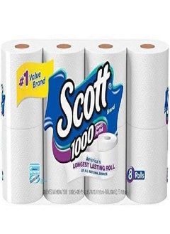 Scott Scott 1000 Sheets Per Roll, 8 Toilet Paper Rolls, Bath Tissue  - Image 1