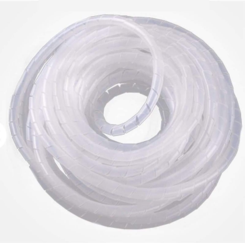Electrius PVC Spiral Cable Wire Wrap 6 MM Diameter 14 Inch White 25 Meter Length Zip Organizer