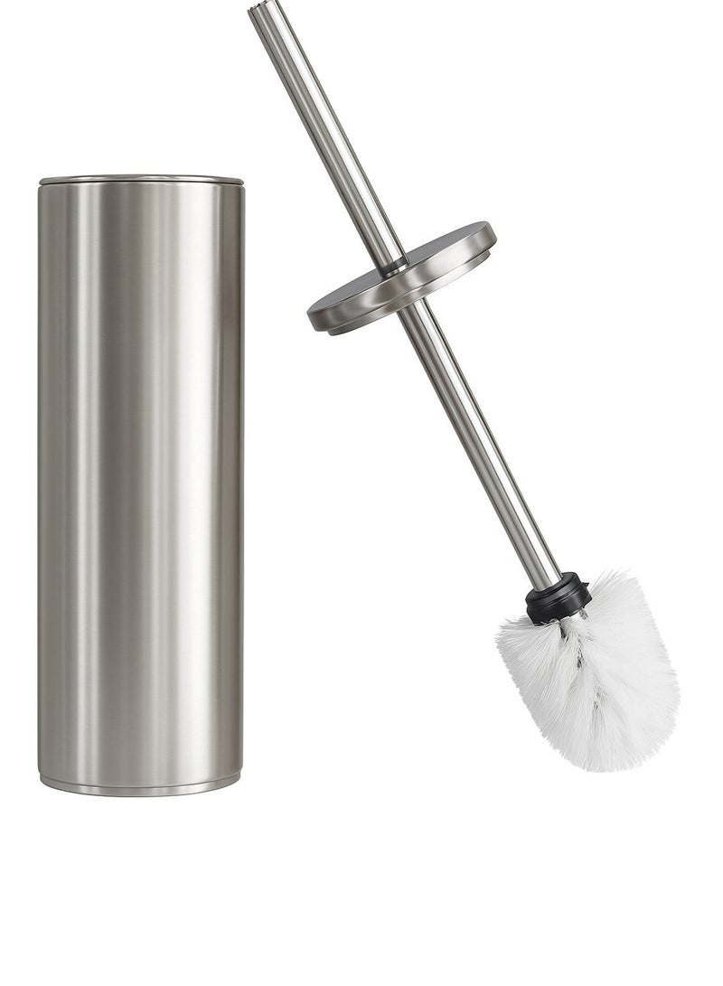 Primanova Toilet Brush With Acrylic Holder & Stainless Steel Handle – 41 cm Bathroom Brush With Inner Bowl (Silver) - Image 2