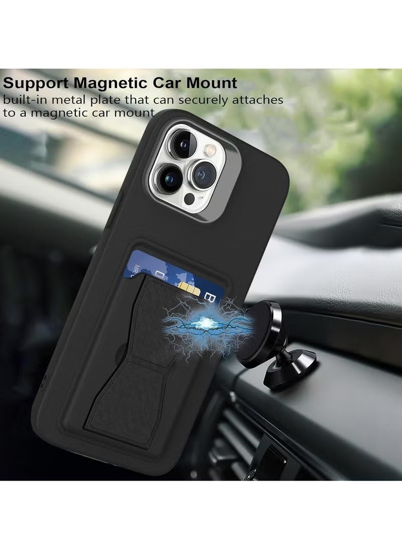 MIGOFAST Leather Card Holder Case Compatible with iPhone 16 6.1 inch Shockproof Leather Back Card Storage Plus Phone Stand - Image 4