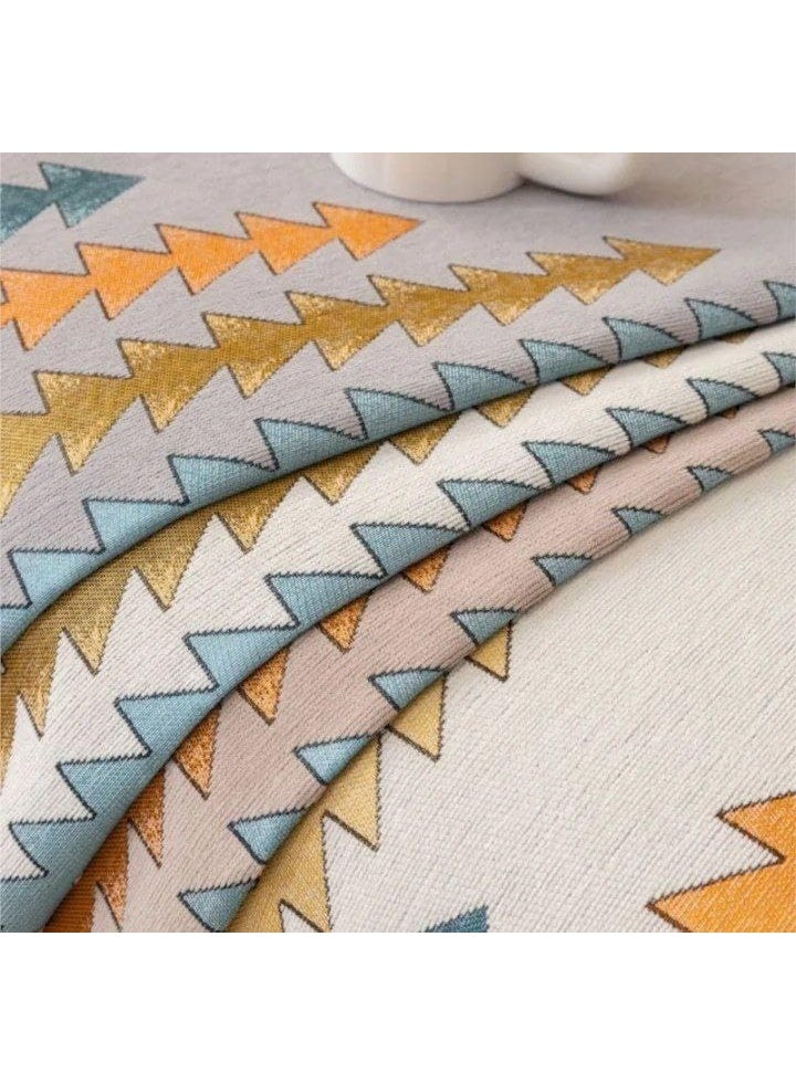10pcs universal sofa cover set geometric tree pattern blue orange brown sofa cover set - Image 2