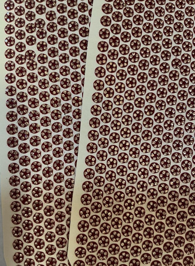 Maroon 5mm Round Stone Bindi Pack of 2 Sheets | 700+ Designer Self Adhesive Bindis for Women | Long Lasting Fancy bindis for Daily Wear, Wedding, Festival & Par - Image 1