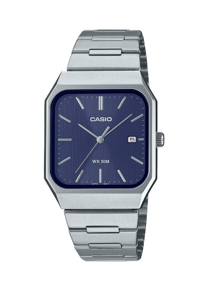 CASIO MTP-B185D-2A1 Men's Analog Watch with Blue Dial and Stainless Steel Bracelet - Image 1
