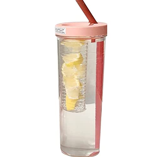 karomouj KMA540 Juice Drinking Bottle Drinking Mug with Straw and Lid, Plastic Travel Mug for Lemonade, Smoothie Juice for Kids and Adults (700ml Multicolor,Pack of 1) - Image 1