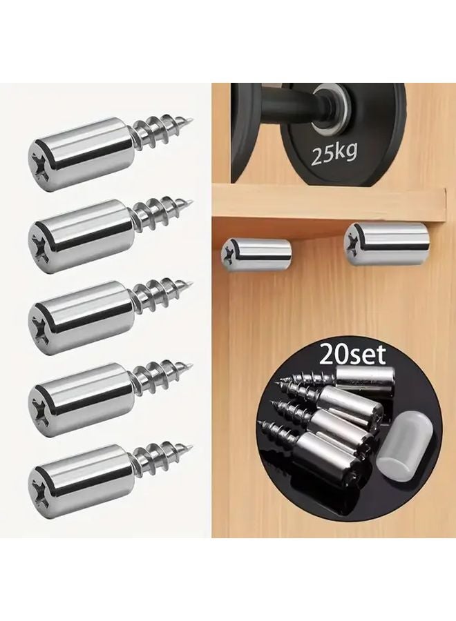 20 Sets No Drill Cross Layer Shelf Brackets Self Tapping Board Support Screws Adjustable - Image 2