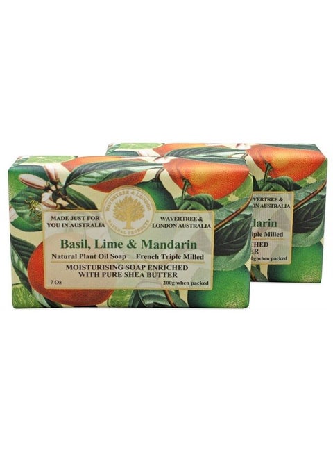 Basil Lime and Mandarin Australian Natural Luxury Soap Bar 7 Ounces (2 Bars)