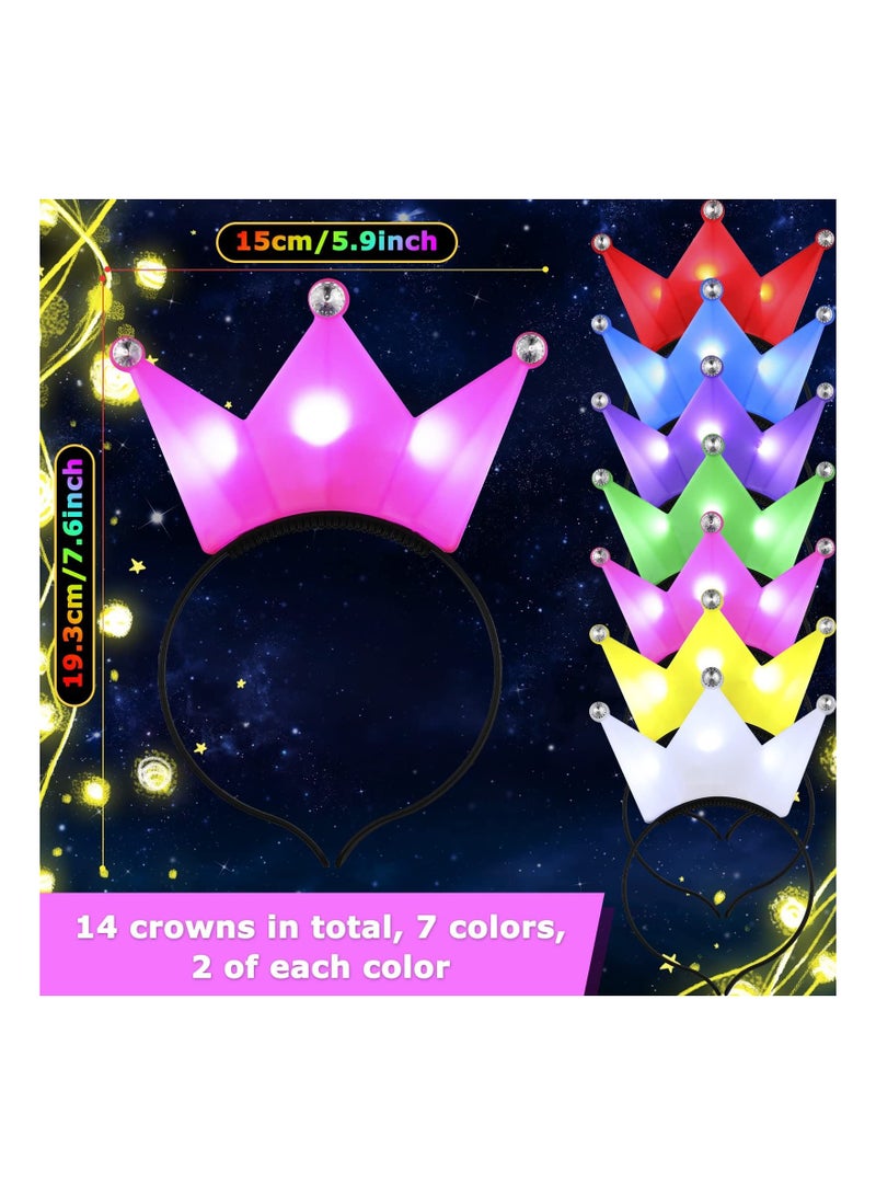 Light Up LED Crown Tiara, 14 PCS Flashing Princess Headband, for Kids Girls Boys, Multicolor Headband Crowns Hair Hoop, Party Supplies, Costume Accessories - Image 3