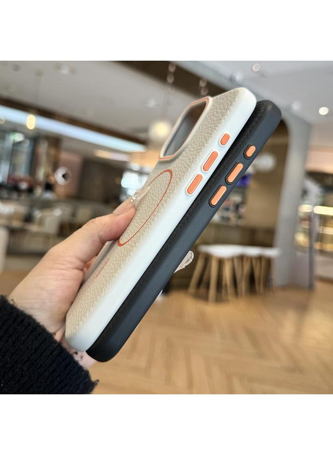 اس-توب جراب لهاتف iPhone 12 Orange Ring MagSafe Litchi Grain TPU جراب هاتف - Image 4