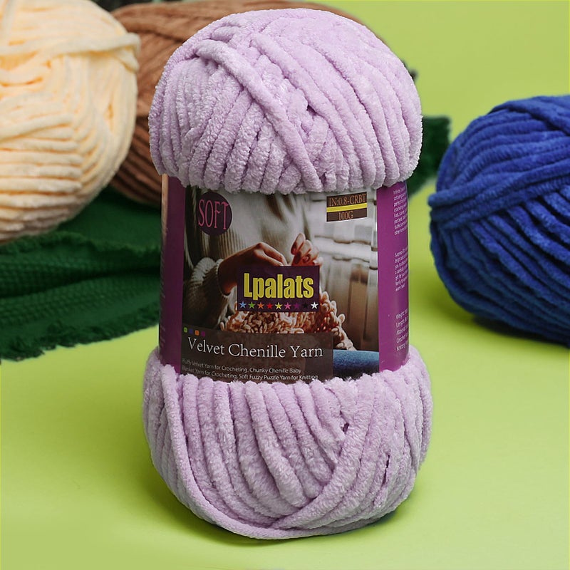 Lpalats Chunky Chenille Yarn for Crocheting - 3x100g/3.5oz Baby Blanket Yarn for Crocheting Soft - 262 Yards Fluffy Thick Plush Yarns for Knitting Blankets Amigurumi (3, Pale Pink) - Image 4