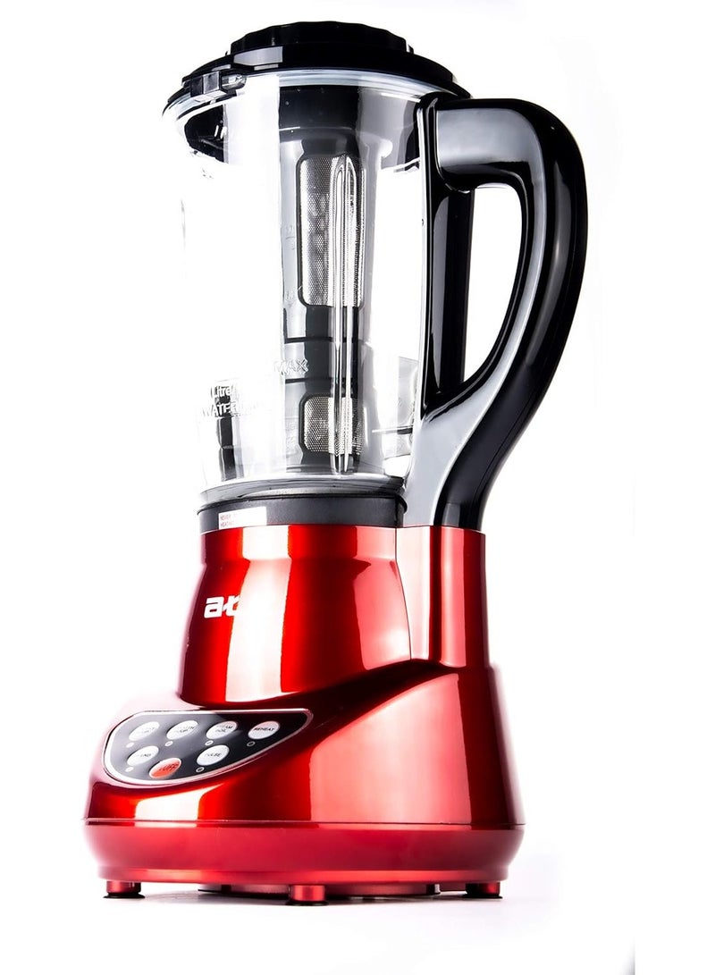 ATC Professional Blender & Soup Maker BS-252, 900W Multi-Function, Smooth & Chunky Soup, Steam & Boil, Juice, Baby Food, Digital One-Touch Control – Red & Black - Image 1