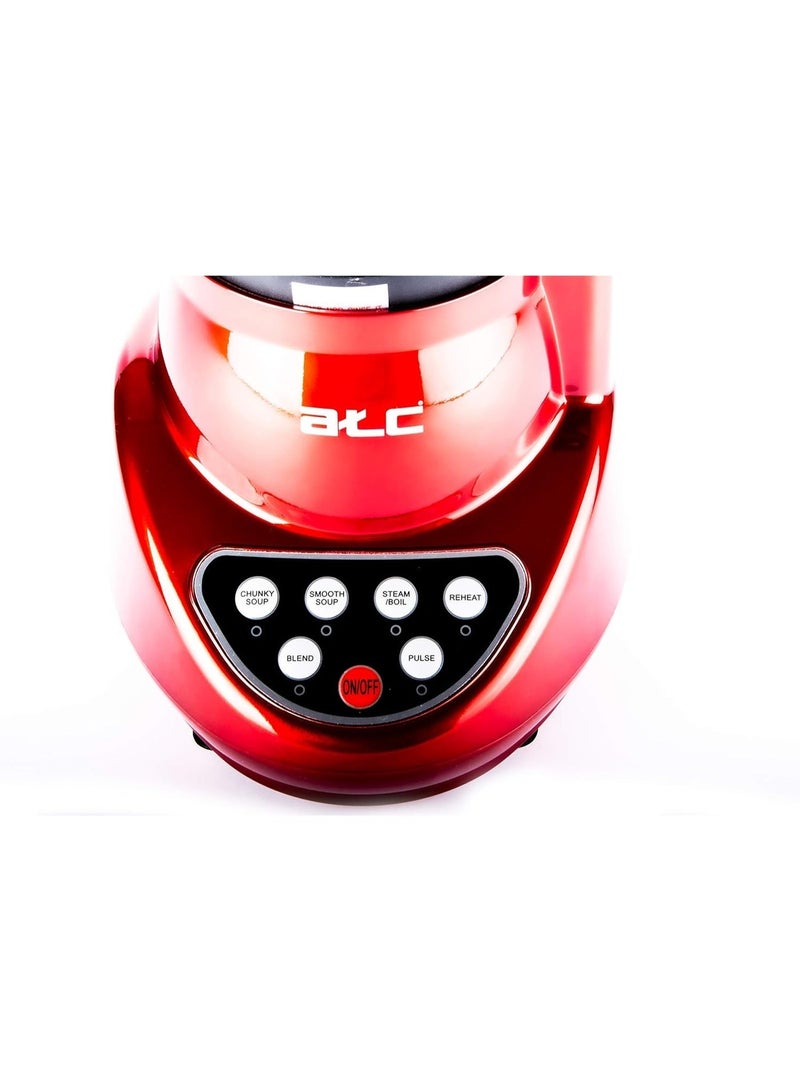 ATC Professional Blender & Soup Maker BS-252, 900W Multi-Function, Smooth & Chunky Soup, Steam & Boil, Juice, Baby Food, Digital One-Touch Control – Red & Black - Image 3