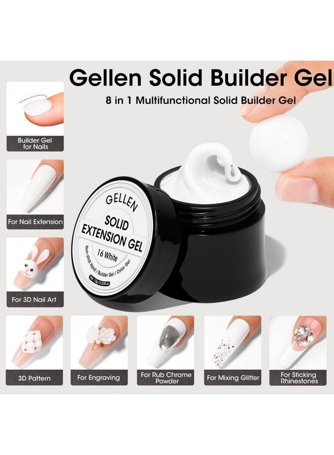 Gellen White Solid Builder Extension Gel, Hard Builder Gel For Nails Non Sticky To Hand, 3D Nail Gel Sculpting Gel Molding Gel For Carving Patterns Decoration Nail Extension Gel - Image 3