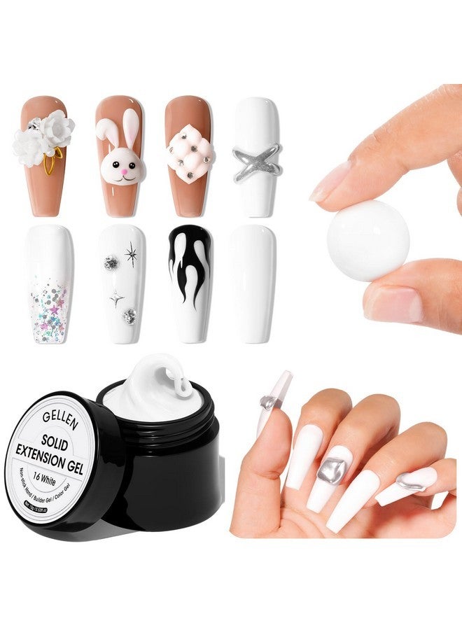 Gellen White Solid Builder Extension Gel, Hard Builder Gel For Nails Non Sticky To Hand, 3D Nail Gel Sculpting Gel Molding Gel For Carving Patterns Decoration Nail Extension Gel - Image 1