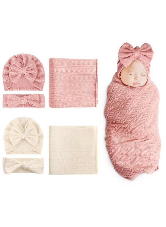 إسكدنيا مجموعة بطانية استقبال حديثي الولادة من  BQUBO وعصابة رأس وقبعة للطفل، مستلزمات أساسية للجنسين للأولاد والبنات، مستلزمات تسجيل حديثي الولادة، هدايا استحمام لسرير الأطفال وعربة الأطفال - Image 1