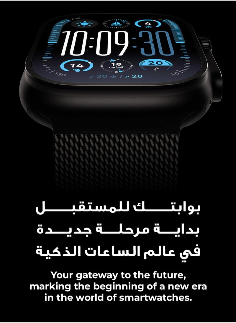 أرجوان - ساعة ألترا 2 الذكية - أسود | شاشة AMOLED فائقة الوضوح، عرض الصور، ميزة “تذكرتك” للتواصل الفوري، تطبيق خاص، دعم المكالمات والإشعارات، 3 أساور مميزة. - Image 1