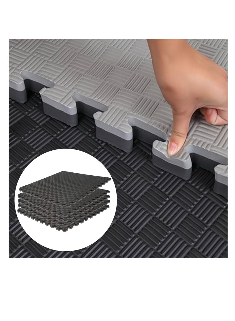 سكاي لاند حصائر ألغاز متشابكة عالية الكثافة من EVA (5 قطع) | حصيرة حماية للأرضية بسمك 2.5 سم لـ MMA، تدريب القوة، الصالة الرياضية المنزلية، الفنون القتالية، واليوغا | تصميم غير قابل للانزلاق باللونين الأسود والرمادي، حصيرة تمارين متينة وسهلة التنظيف - Image 1