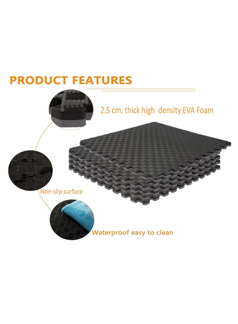 سكاي لاند حصائر ألغاز متشابكة عالية الكثافة من EVA (5 قطع) | حصيرة حماية للأرضية بسمك 2.5 سم لـ MMA، تدريب القوة، الصالة الرياضية المنزلية، الفنون القتالية، واليوغا | تصميم غير قابل للانزلاق باللونين الأسود والرمادي، حصيرة تمارين متينة وسهلة التنظيف - Image 3