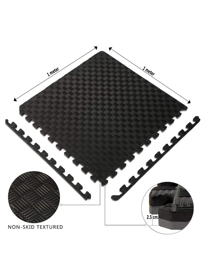 سكاي لاند حصائر ألغاز متشابكة عالية الكثافة من EVA (5 قطع) | حصيرة حماية للأرضية بسمك 2.5 سم لـ MMA، تدريب القوة، الصالة الرياضية المنزلية، الفنون القتالية، واليوغا | تصميم غير قابل للانزلاق باللونين الأسود والرمادي، حصيرة تمارين متينة وسهلة التنظيف - Image 4