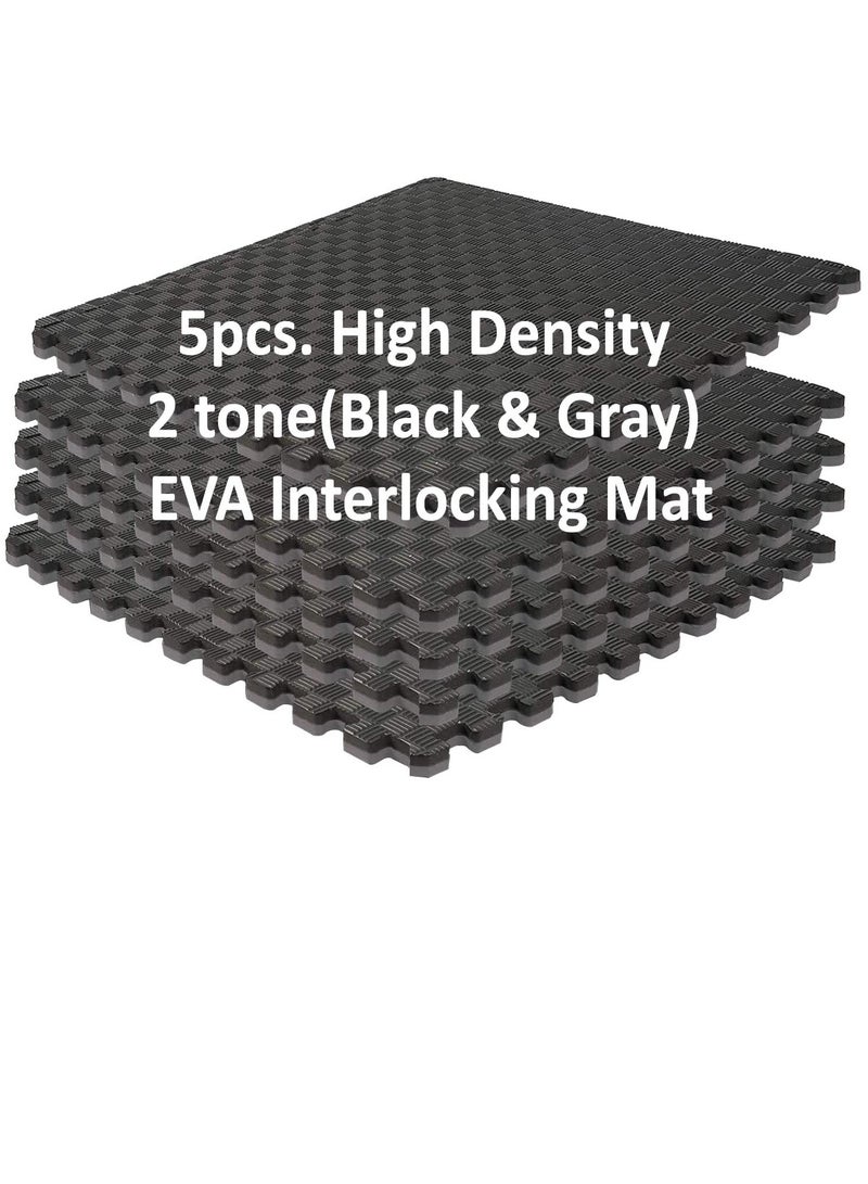 سكاي لاند حصائر ألغاز متشابكة عالية الكثافة من EVA (5 قطع) | حصيرة حماية للأرضية بسمك 2.5 سم لـ MMA، تدريب القوة، الصالة الرياضية المنزلية، الفنون القتالية، واليوغا | تصميم غير قابل للانزلاق باللونين الأسود والرمادي، حصيرة تمارين متينة وسهلة التنظيف - Image 5