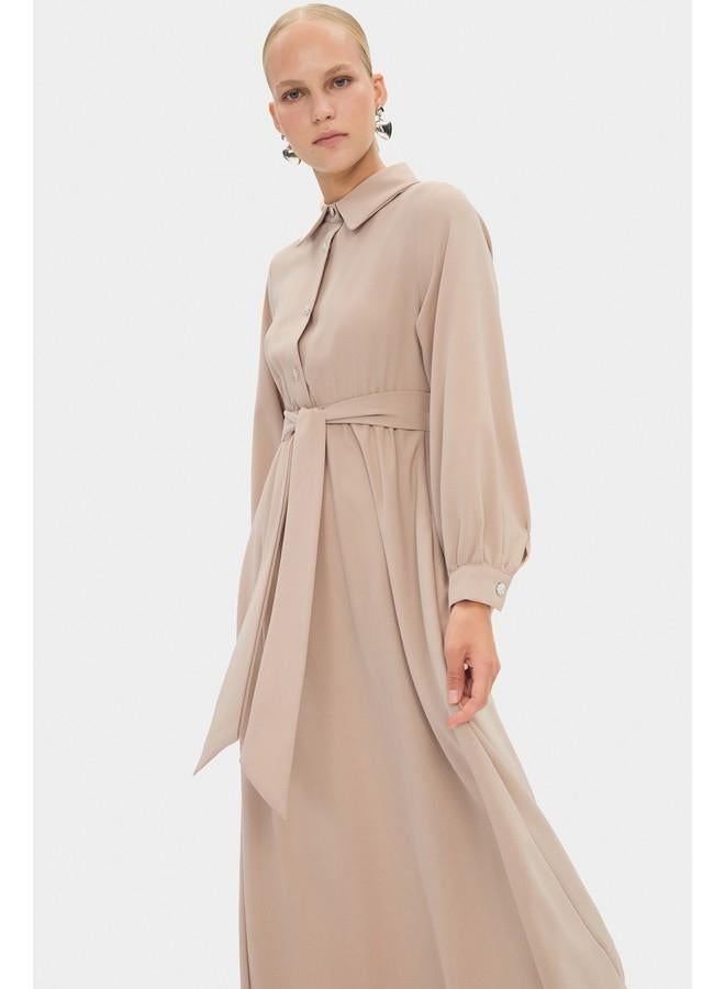 جون فستان قميص بحزام ماكسي - Image 3