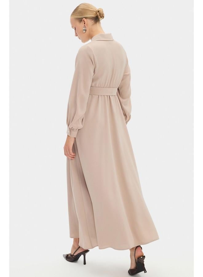 جون فستان قميص بحزام ماكسي - Image 5